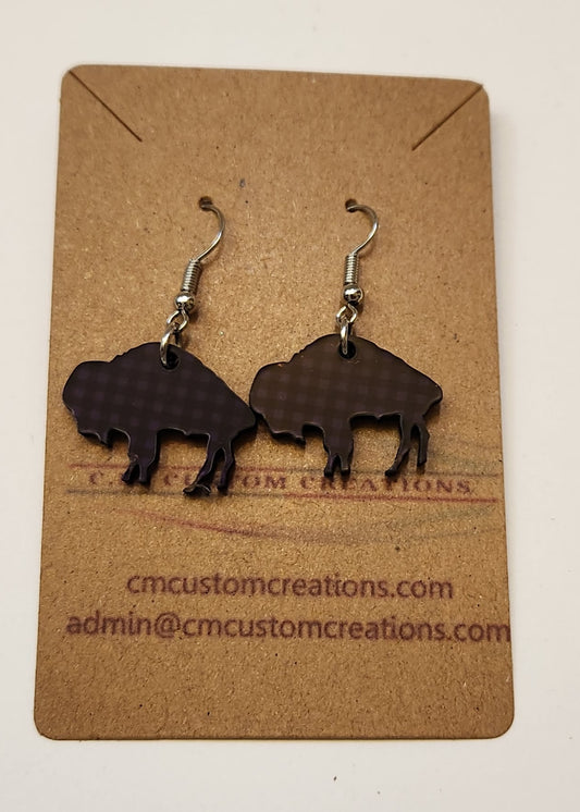 Purple Plaid Bison Wire Hook earrings